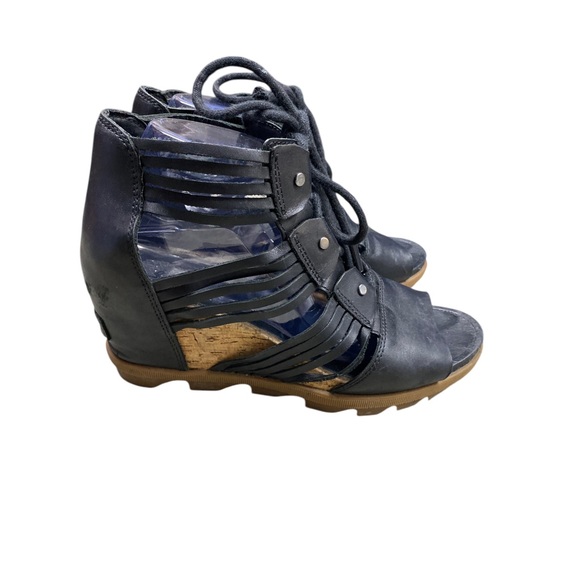 Sorel Shoes - Sorel Black Wedge Sandals with Strappy Design